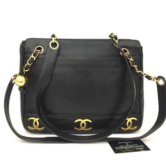 CHANEL Handbags - 💯 Auth CHANEL Triple Coco Caviar Skin Chain Tote